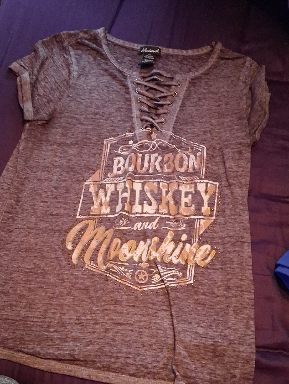 Maurices Gray Lace-Up Graphic Tee - Bourbon Whiskey & Moonshine